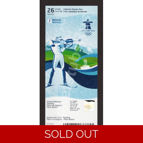 2010 Vancouver Olympics Men's Biathlon Ticket 4 x 7.5 KM RELAY NORWAY GOLD 2/26